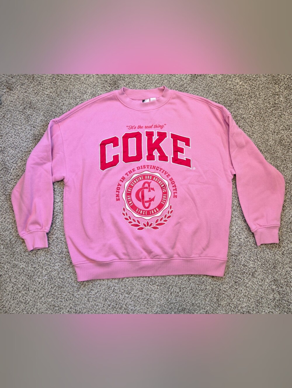 H&M Divided Coca-Cola Pink Graphic Crewneck Sweatshirt Size M